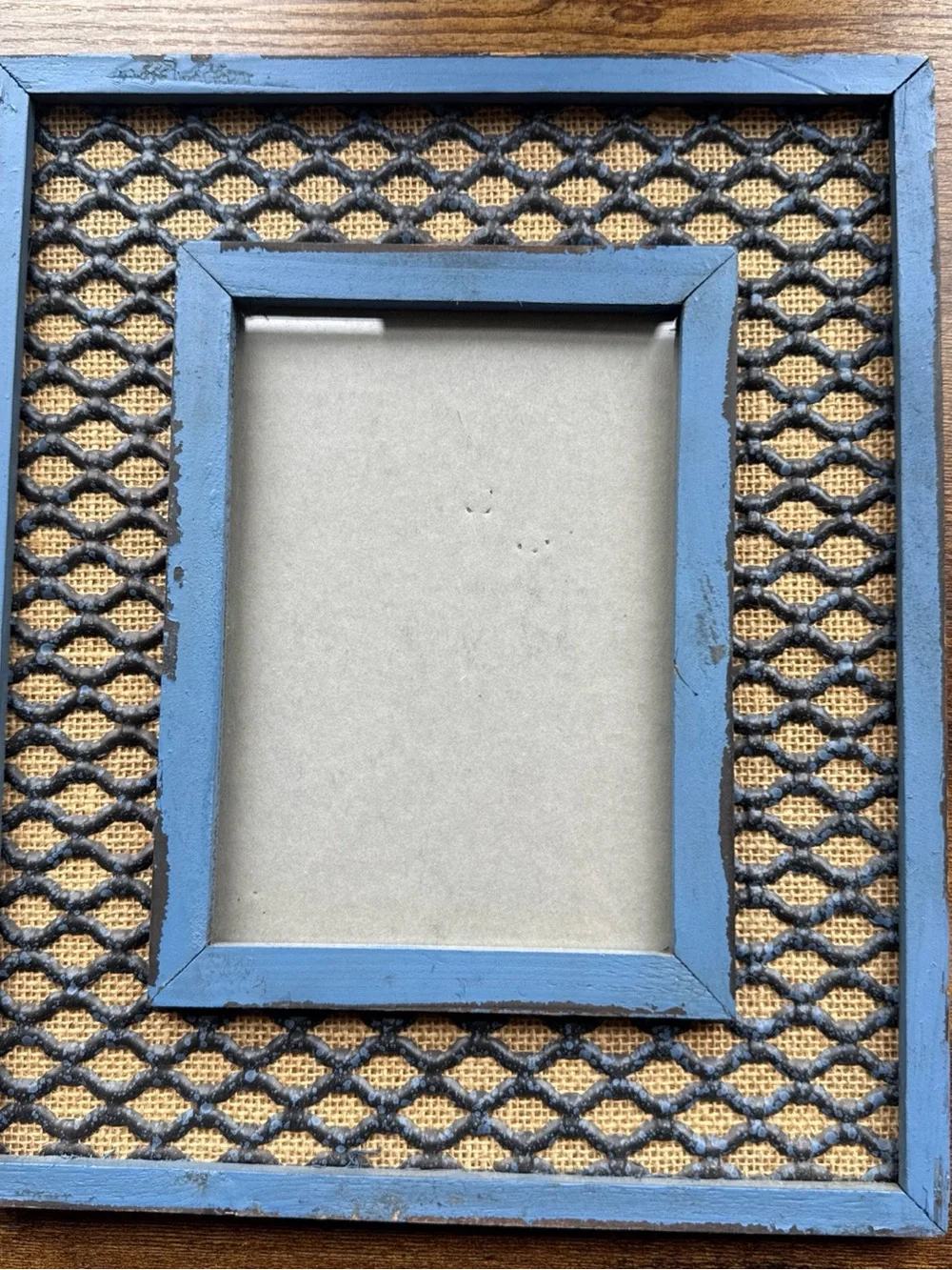 CBK Blue Photo Frame. 10x12. Holds 5x7 Photo. Distressed. GUC